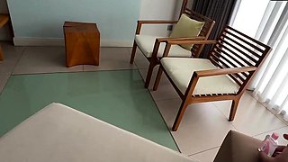 Fit lady gets creampied by gym trainer in public - from