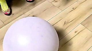 Dominant Leather MILF Giant Balloon Popping. Deepthroat, Riding, Doggy and Double Cum