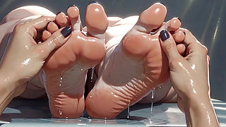SSBBW Oil Foot Massage Close up - Big Beautiful Feet & Toes