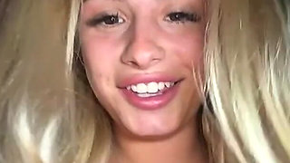 18 Year Old Italian Webcam Star Blonde Walks Outside with Anal Plug and Toy Then Deepthroats Her Trainer