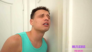 Hot Redhead Stepmom Jessica Aaren Lets Me In The Bathroom For Urgent Blowjob & Rough Doggystyle