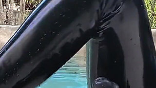 Worship Your Rubber Goddess by the Pool
