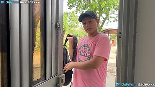 Home delivery and casual fuck with stranger.