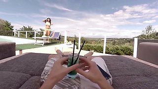 Big tits brunette rides a dick in POV outdoor