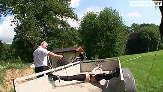 German BDSM Slave Girls Punished Outside - Hardcore Outdoor Bondage & Spanking