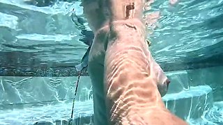 Hairy Amateur Pool Fucking & Outdoor Shower in Slow Motion