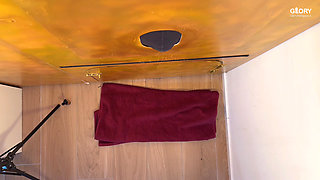 Horny straight guy rams his cock into the golden gloryhole and squirts huge load of sperm into the mouth pussy - swallowed directly!