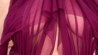 BBW MILF in Lingerie Fucks Self with Rainbow Dildo - Kinky Katie