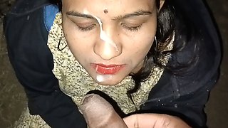 Train Railway Track at Night Cum on Face and Cum in Mouth and Blowjob