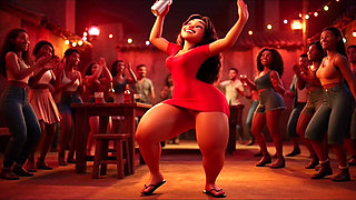 Hot Slim Favelada with Big Ass Dances Wildly at Pagode Gets Naked on Table Then Squats to Pee in Dark Alley