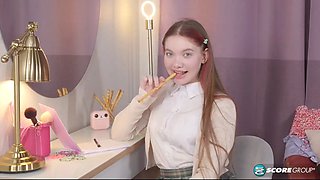 Schoolgirl Vivi Rides Her Dildo and Cums Hard After Class