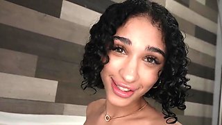 Fresh faced Latin girl has big boobies and wet pussy