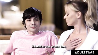 Femme fatale Pristine Edge's cum on tits sex