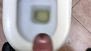 Pissing in toilet