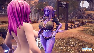 Huge futanari gives an epic cumshot in her mouth