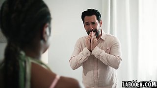 Destiny suddenly comes into the room and catches him in the act
