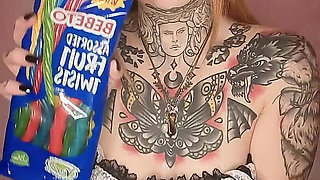 Maid Stuffs Mouth with Sweettreats