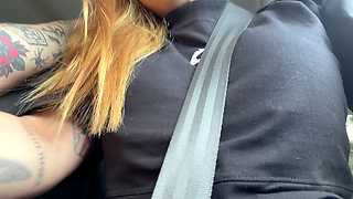 Perfect Girlfriend Sucked My Cock Inside the Car and Swallowed All the Milk