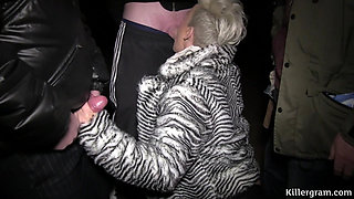 Mature British Slut in a Fur Coat Drives Out Into the Night to Become a Dogging Slut