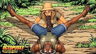 Extreme Blowjob and Fucking in the African Jungle – White Wife Cheats with BBC (Cartoon)