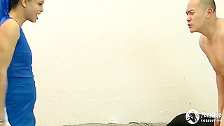 Gorgeous Teen 18+ Cheerleader Tries Busting Balls For The First Time!