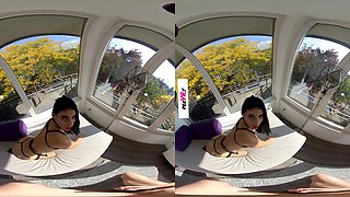 Deep Fuck Creampie; Brunette Big Ass Fishnets Heels Leather Harness Public Creampie