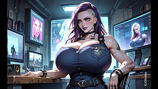 Cyberpunk Girl Undress in Office (ai Animation)