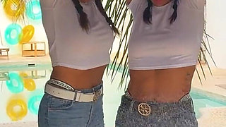 Latina and Lola Lu Bound, Gagged and Blasted. the Hose Reverse Flip Ends with Lesbian Kink Sesh at the Pool