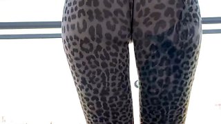 Busty curly brunette with big boobs fucks on couch