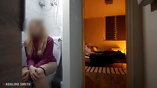 Peeking Stepbro and His Girlfriend Giving Head From the Toilet