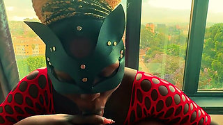 Big Ass Ebony Gets Fucked Doggy in Front of the City Window