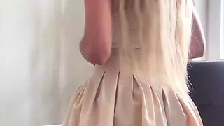 Sweaty, small Chinese bitch kneads pleasure button and