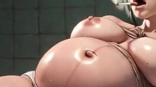 Naked Pregnant Smoker Bound in Toilet - Dripping Wet & Ready for Stranger