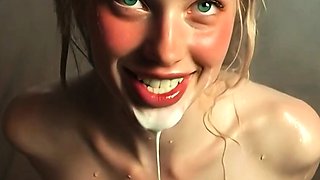 Steamy blonde sauna doggy, cum drenched brunette shower suck
