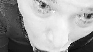 Sucks and Swallows Cum in Black and White