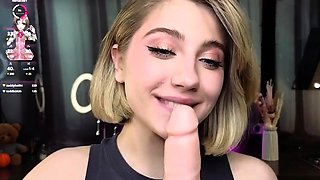 Amateur Teen with Huge Dildo Masturbating on Webcam