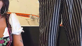 Cumming on Oktoberfest Girl in Dirndl After Slow Edging Handjob with Spits on Cock to Celebrate the Fest Properly