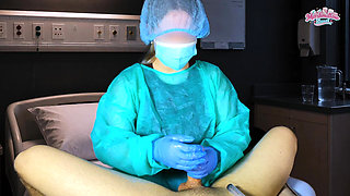 The Doctor Took the Patient's Semen Sample in Hospital. Post Orgasm