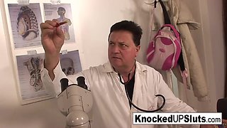 Knocked Up Sluts : Knocked up redhead sucks and fucks in the doctor's office