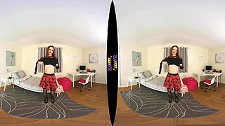 Red And Black; Stunning Redhead Solo Vr Striptease