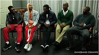 GangbangCreampie - Hot Blonde Dripping WIth Cum And SPITROASTED Hard In Gangbang