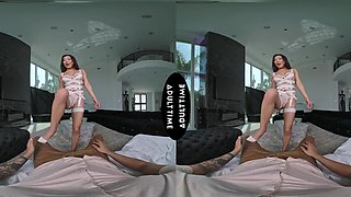Asian beauty Nicole Doshi enjoys passionate sex with her boyfriend in lingerie.