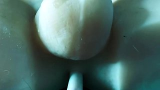 Amateur brunette double toying on webcam