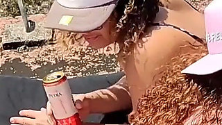 Outdoor sex with two hot hots in an abandoned house on the beach