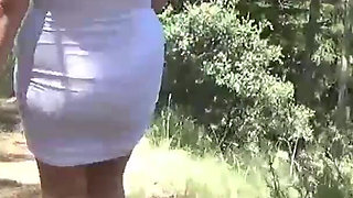 Another Clip Where You See Me in a White Dress After a Photo Shoot Walking Down a Steep Path with My Tits Out on Display.
