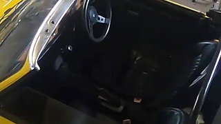 Behind the scenes vintage car