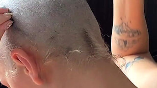 I'm Completely Bald! I Shave My Head with Clippers and a Razor, Washing It and Touching Close up