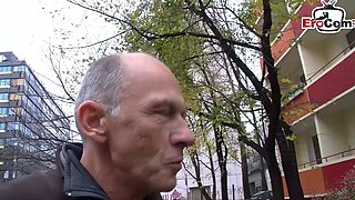 German tall housewife approached and fucked by grandpa
