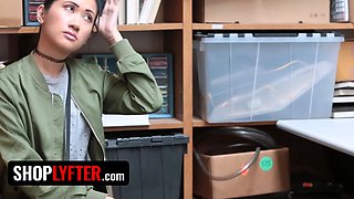 Shoplyfter - lean mischievous asian Jade Noir caught stealing and got disciplined by freak officer