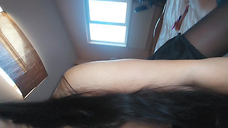 Hot milf wife jerks off, fucks and sucks.